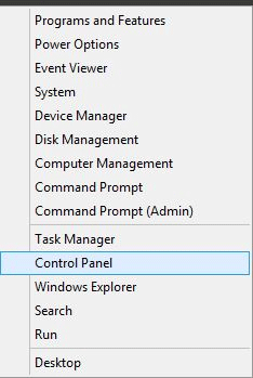 Windows 8 Quick Access Menu, Control Panel